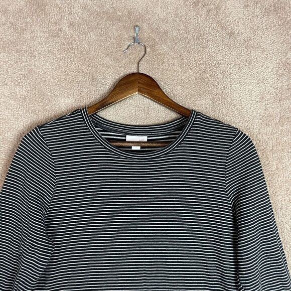 J. Jill Tunic Dress Size Small Black Long Sleeve Stripe Pullover Knit Cotton - Picture 2 of 9
